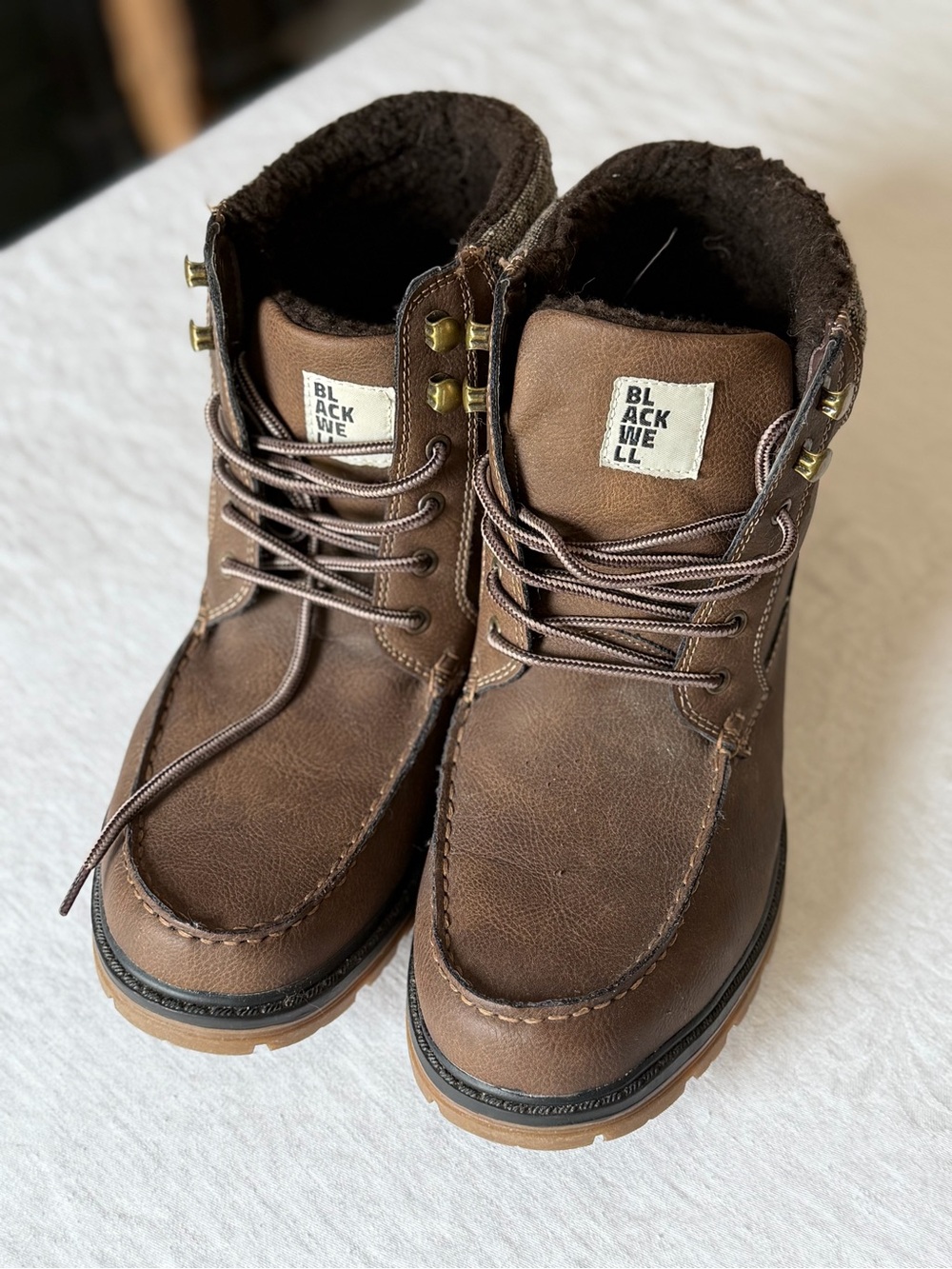 Blackwell Logan Men’s Vegan Leather Lace Up Boots in Brown Logo Patch Size 9